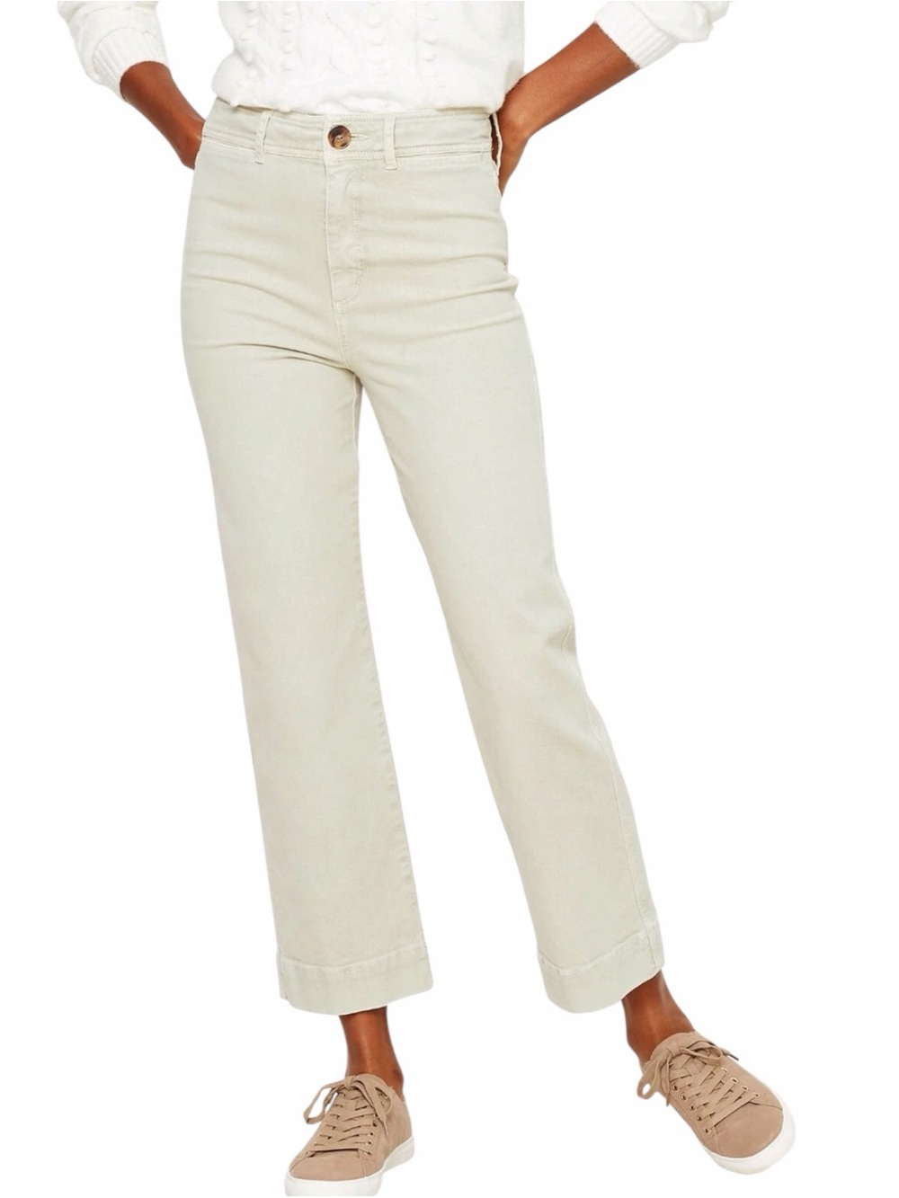 LOFT High Waist Slim Wide Leg Light Pebble/Cream Color Jeans Size 24/00
